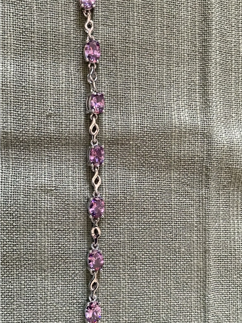 Sterling Silver jewelry set featuring Amethyst Stone & white crystals - Picture 5 of 11